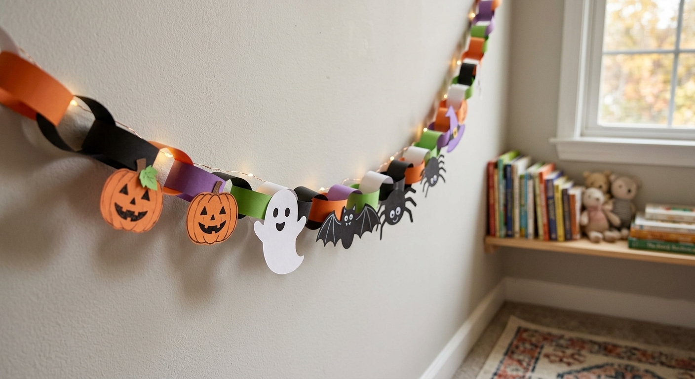 Łańcuch na Halloween z papieru kolorowego